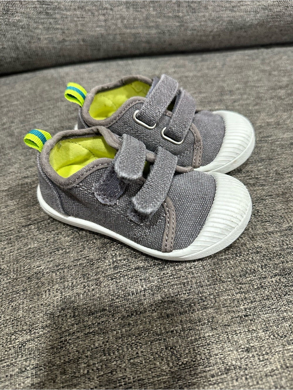 Cat & Jack Grey Canvas Toddler Sneakers with Lime Accents